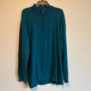 Vintage L.L. Bean blue cotton and cashmere quarter zip sweater